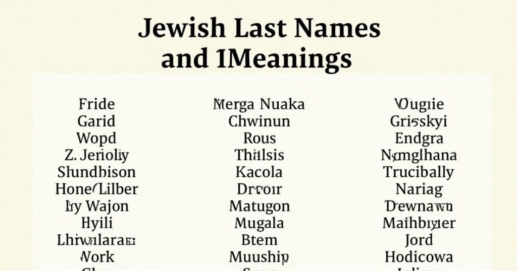 Categories of Jewish Last Names